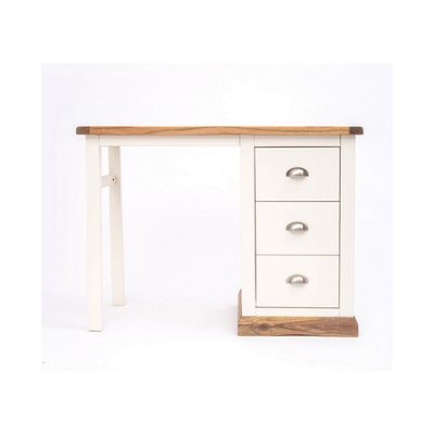 Cabinet Bits Tropea 3 Drawer Desk - Dressing Table Chrome Cup Handle White