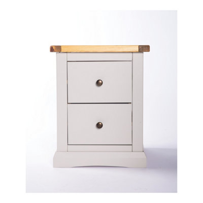 Cabinet Bits Loreo 2 Drawer Bedside Table Brass Knob Light/Grey
