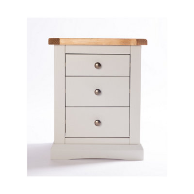 Cabinet Bits Loreo 3 Drawer Bedside Table Brass Knob Light/Grey