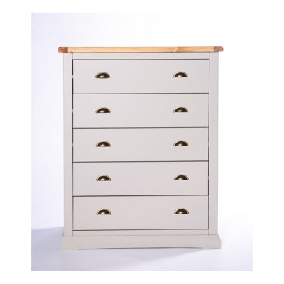 B&Q -  Loreo 5 Drawer Chest Of Drawers Brass Cup Handle