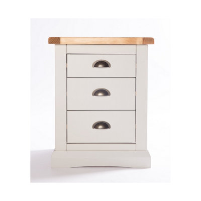Cabinet Bits Loreo 3 Drawer Bedside Table Brass Cup Handle Light/Grey