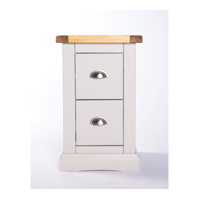 Rackhams Light/Grey Loreo 2 Drawer Petite Bedside Table - Image 4