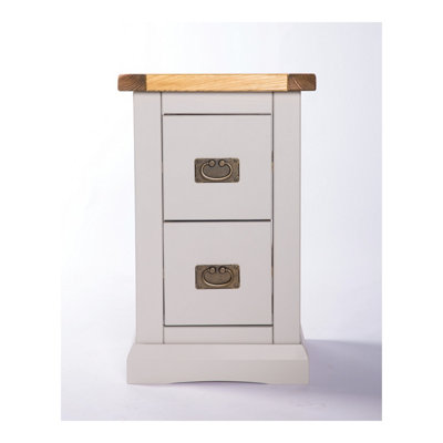 Cabinet Bits Loreo 2 Drawer Petite Bedside Cabinet - Grey / Brass Drop - Image 4