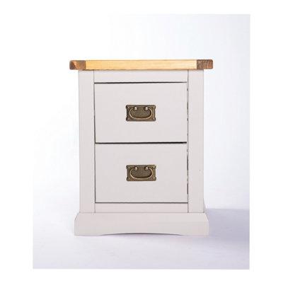 Cabinet Bits Loreo 2 Drawer Bedside Table Brass Drop Handle Light/Grey