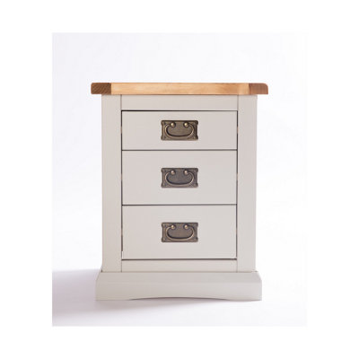 Cabinet Bits Loreo 3 Drawer Bedside Table Brass Drop Handle Light/Grey
