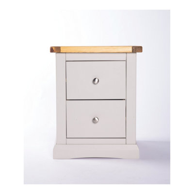 Cabinet Bits Loreo 2 Drawer Bedside Table Chrome Knob Light/Grey