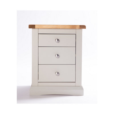 Cabinet Bits Loreo 3 Drawer Bedside Table Chrome Knob Light/Grey