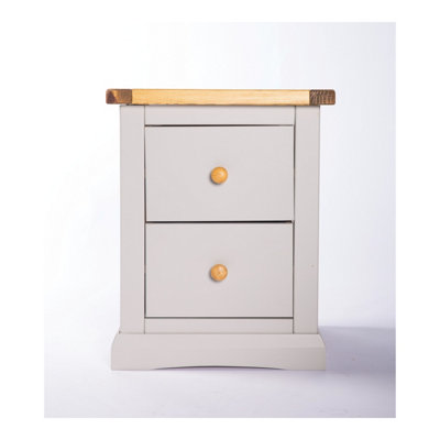 Cabinet Bits Loreo 2 Drawer Bedside Table Wood Knob Light/Grey