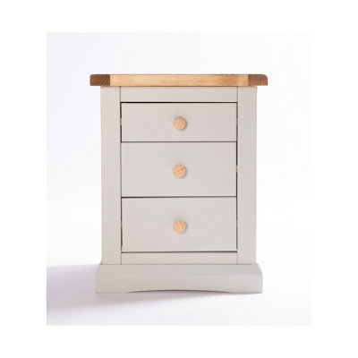 Cabinet Bits Loreo 3 Drawer Bedside Cabinet - Grey / Wood Knob - Image 4
