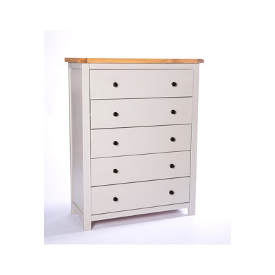 Cabinet Bits Argenta 5 Drawer Chest Of Drawers Brass Knob Grey