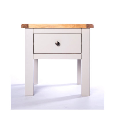 B&Q -  Argenta Light Grey 1 Drawer Side Table Brass Knob