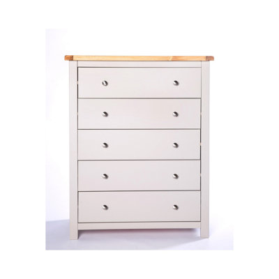 Cabinet Bits Argenta 5 Drawer Chest Of Drawers Chrome Knob Grey