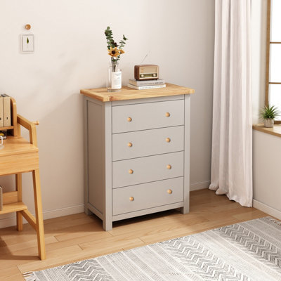 Cabinet Bits Argenta 4 Drawer Chest Of Drawers Wood Knob Grey