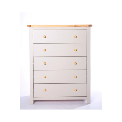 Cabinet Bits Argenta 5 Drawer Chest Of Drawers Wood Knob Grey