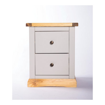 Cabinet Bits Bomporto 2 Drawer Bedside Cabinet - Grey / Brass Knob - Image 4