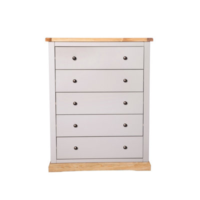 B&Q -  Bomporto 5 Drawer Chest Of Drawers Brass Knob