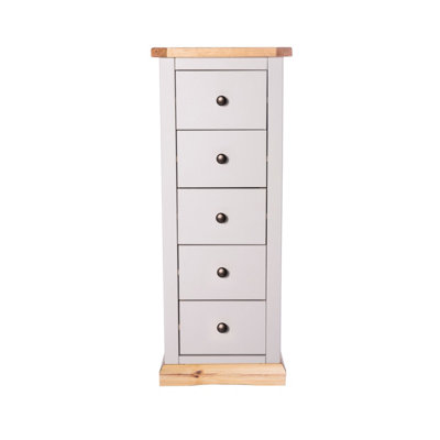 B&Q -  Bomporto 5 Drawer Narrow Chest Of Drawers Brass Knob