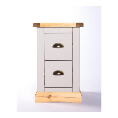 Cabinet Bits Bomporto 2 Drawer Petite Bedside Cabinet - Grey / Brass Cup - Image 4