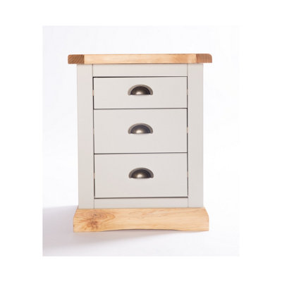 Cabinet Bits Bomporto 3 Drawer Bedside Cabinet - Grey / Brass Cup - Image 4