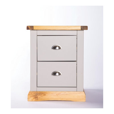 Cabinet Bits Bomporto 2 Drawer Bedside Cabinet - Grey / Chrome - Image 4