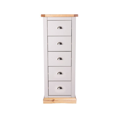 B&Q -  Bomporto 5 Drawer Narrow Chest Of Drawers Chrome Cup Handle