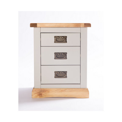 Cabinet Bits Bomporto 3 Drawer Bedside Cabinet - Grey / Brass Drop - Image 4