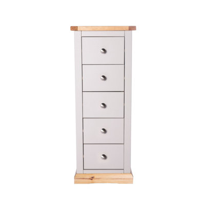B&Q -  Bomporto 5 Drawer Narrow Chest Of Drawers Chrome Knob