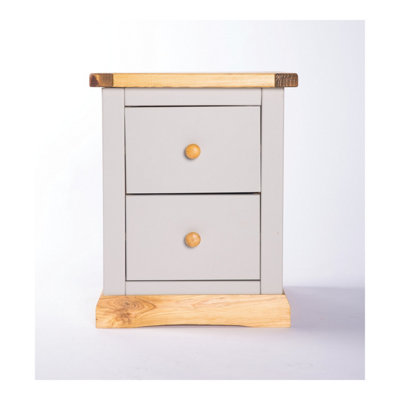 Cabinet Bits Bomporto 2 Drawer Bedside Cabinet - Grey / Wood Knob - Image 4