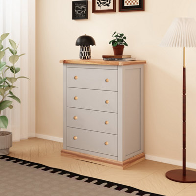 Cabinet Bits Bomporto 4 Drawer Chest Of Drawers Wood Knob Grey