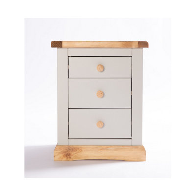 B&Q -  Bomporto 3 Drawer Bedside Table Wood Knob