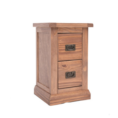 Cabinet Bits Tirolo 2 Drawer Petite Bedside Cabinet - Brown / Brass Drop - Image 4
