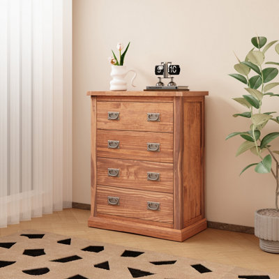 Cabinet Bits Tirolo 4 Drawer Chest Of Drawers Bras Drop Handle Light/Brown