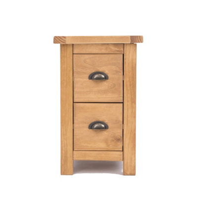 Cabinet Bits Lugo 2 Drawer Petite Bedside Cabinet - Brown / Brass Cup - Image 4