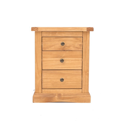 B&Q -  Lucca 3 Drawer Bedside Table Brass Knob