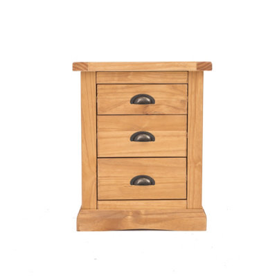 B&Q -  Lucca 3 Drawer Bedside Table Brass Cup Handle
