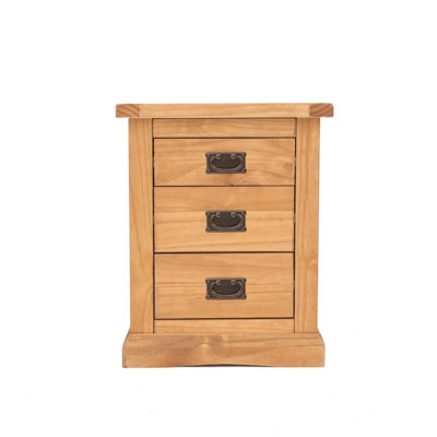 B&Q -  Lucca 3 Drawer Bedside Table Brass Drop Handle
