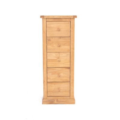 Cabinet Bits Lucca 5 Drawer Narrow Chest Of Drawers Wood Knob Light