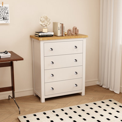 Cabinet Bits Maggiori 4 Drawer Chest Of Drawers Chrome Knob White