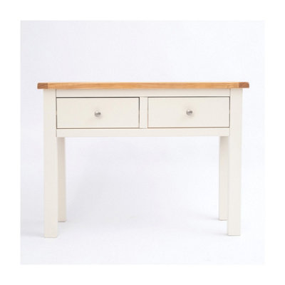 B&Q -  Maggiori Off White 2 Drawer Console Table Satin Chrome Knob