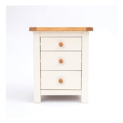 Cabinet Bits Maggiori 3 Drawer Bedside Cabinet - White / Wood Knob - Image 4