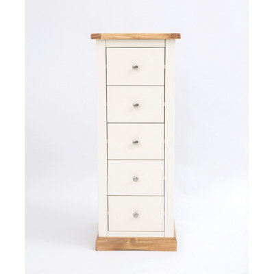B&Q -  Trevi 5 Drawer Narrow Chest Of Drawers Chrome Knob