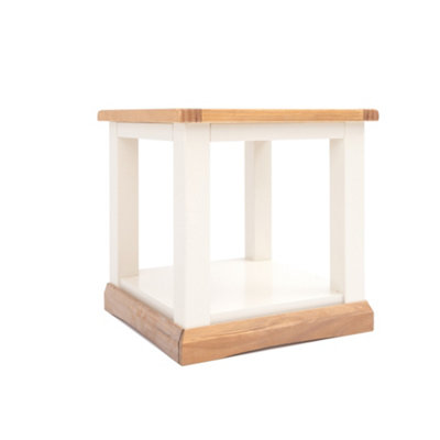 B&Q -  Trevi Off White Side Table With Shelf