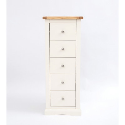 B&Q -  Castelli 5 Drawer Narrow Chest Of Drawers Chrome Knob