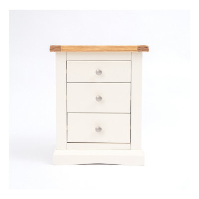 Cabinet Bits Castelli 3 Drawer Bedside Table Chrome Knob White
