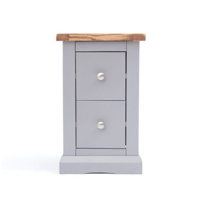 Cabinet Bits Rocca 2 Drawer Petite Bedside Table Chrome Knob Grey