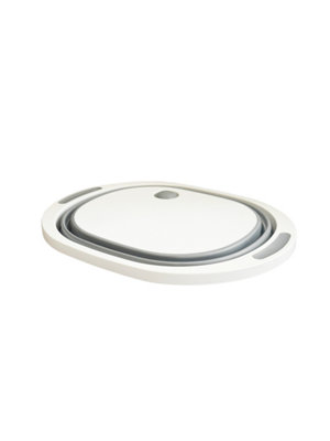 Olpro Collapsible Silicone Folding Bowl With Cutting Board Grey/White