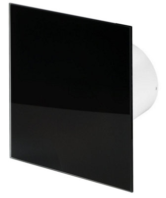 Awenta 100mm Pull Cord Extractor Fan Shiny Black Glass Front Panel Trax Wall Ceiling Ventilation from B&Q