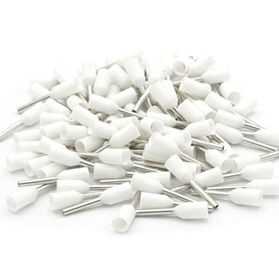 Pepte White 100Pcs 0.5Mm Insulated Single Cord End Terminal Crimp Bootlace Ferrules