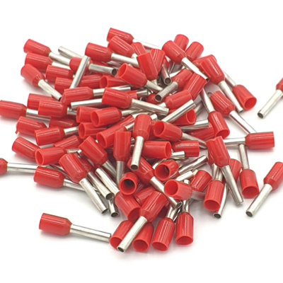 Pepte 100Pcs 1mm Insulated Red Single Cord End Terminal Crimp Bootlace Ferrules from B&Q