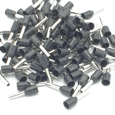 Pepte 100Pcs 1.5mm Insulated Black Single Cord End Terminal Crimp Bootlace Ferrules from B&Q